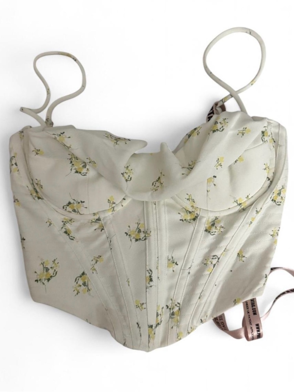 House of CB Cream Bustier Top with Yellow Floral Detail